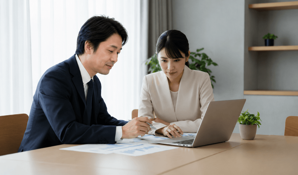 顧客が行政書士に相談する様子