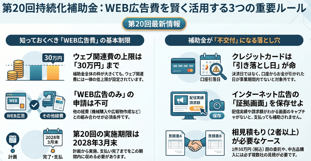 第20回小規模事業者持続化補助金のWEB広告費について