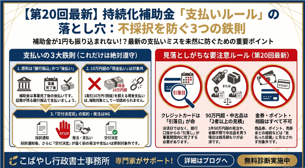 第20回小規模事業者持続化補助金の支払いルールの説明